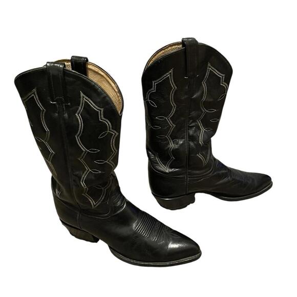 Tony Lama Black Western Cowboy Boots Men’s Size 10 D Style #2966 Vintage - Picture 4 of 6